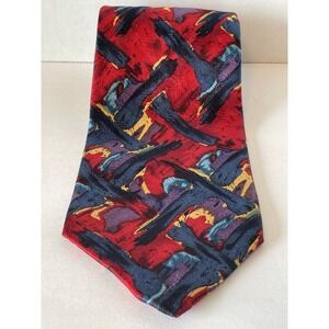 J. Garcia Collector's Edition Silk Tie Red Abstract Brush Strokes Artsy Colorful